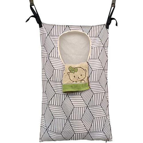 HDHYK Adjustable Space Saving Door Hanging Laundry Hamper with Stainless Steel Hooks