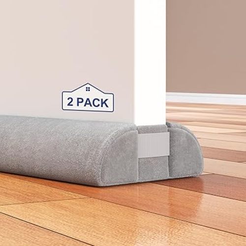 2 Pack Door Draft Stopper for Bottom of Door, 36 Inch Under Draft Air Noise Light Blocker 30"- 36" Double Side Triangle Soundproof Sweep Filler Seal Gap up to 1.7" for Patio Sliding Door, Grey