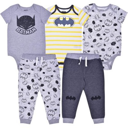 Batman Baby Boys Bodysuit & Jogger Pants (Boys) 5-Piece Set, Sizes Newborn-24 Months