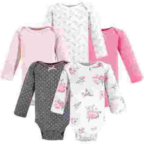 Hudson Baby Cotton Long-Sleeve Bodysuits, 5-Pack, Newborn- 24 Months