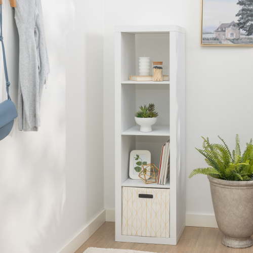 Better Homes & Gardens 4 Cube Vertical Storage Organizer, White Texture