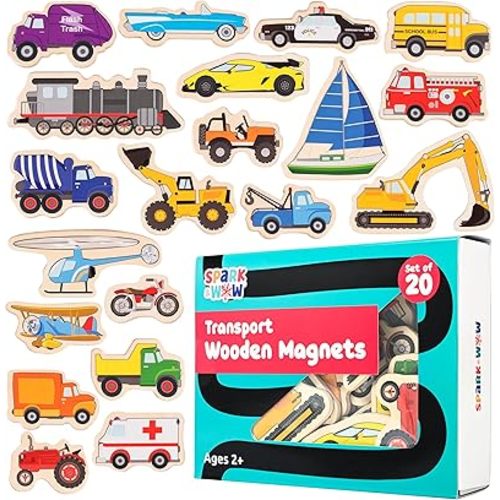 Spark & Wow Wooden Magnets, Transport