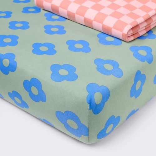 2pk Fitted Cotton Blend Jersey Crib Sheets - Playtime - Cloud Island™