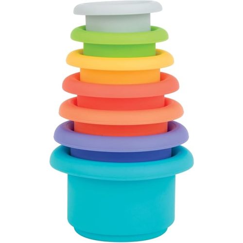 Nuby Stacking Soft Silicone Cups Interactive Toy, Promotes Coordination, Seven Piece (Colors May Vary)