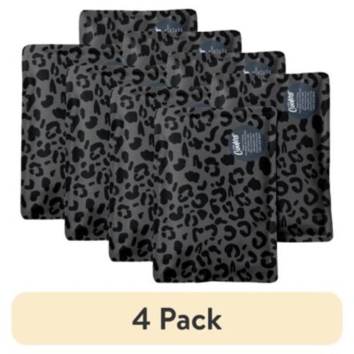 (4 pack) Cool Coolers by Fit & Fresh 2 Pack Soft Ice, Flexible, Reusable Ice Packs for Lunch Boxes & Coolers, Cheetah Print Black