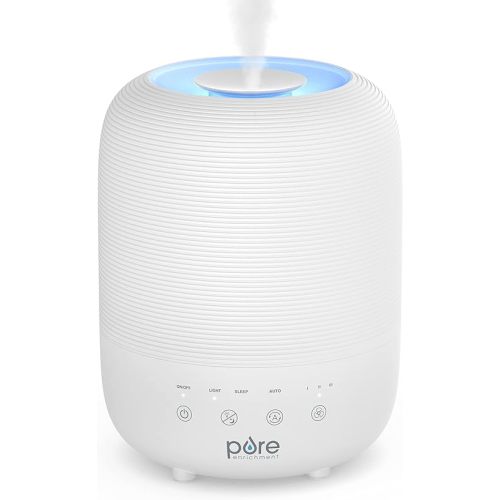 Pure Enrichment HUME Sense Top Fill Humidifier -Auto Mode Humidity Sensor, 3 Mist Settings, Patented Magnetic Suspension, Optional Night Light, Optional Aromatherapy, Sleep Mode & Auto Shut-Off