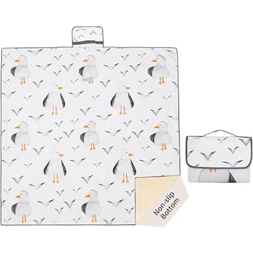 Insular Baby Splat Mat for Under High Chair/Arts/Crafts, Anti Slip and Waterproof Splash Mat for Floor, Portable Picnic Mat, 51x51 Inch, Seagull
