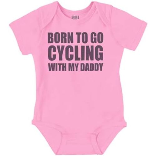 Brisco Brands Born To Go Cycling With My Daddy Baby Romper Boys or Girls