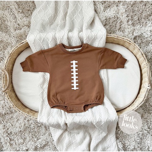Football Oversized Sweatshirt Bodysuit | Bubble Sweatshirt Romper | Bubble Sweater Bodysuit | Baby Football Outfit