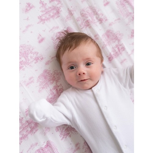 The Gilded Bird Spring Toile Pink Fitted Crib Sheet