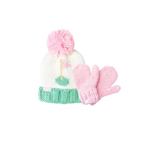 Golf Flag Knit Hat/Mittens Bundle, Small