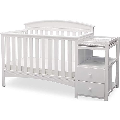 Delta Children Abby Convertible Crib and Changer, Bianca White
