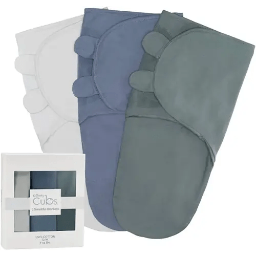 Comfy Cubs Swaddle Blanket Baby Girl Boy Easy Adjustable 3 Pack Infant Sleep Sack Wrap Newborn Babies (Small 0-3 Months, Stone, Nomadic Blue, Azul)