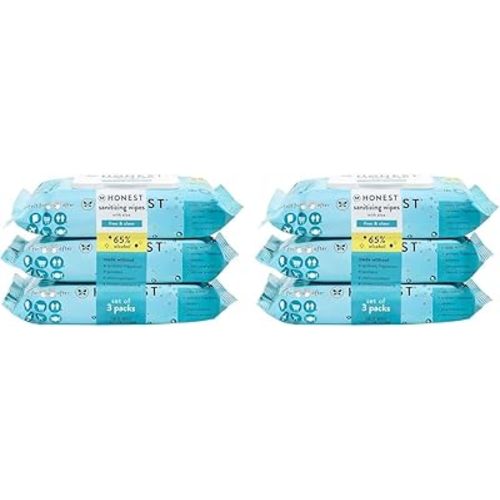 The Honest Company Sanitizing Alcohol Wipes | Kills 99% of Germs, Made With Aloe | Unscented, 300 Count (6 Packs of 50)