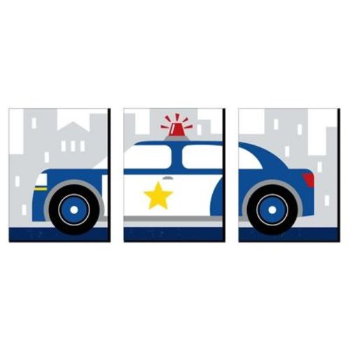 Big Dot Of Happiness Calling All Units - Police - Cop Car Nursery Wall Art And Kids Room Decor - 7.5 X 10 Inches - Set Of 3 Prints