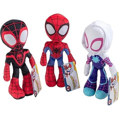 Marvel Spidey & His Amazing Friends 8" Plush 3-Pack Set - Spider-Man, Miles Morales, Gwen Stacy Ghost - Officially Licensed Stuffed Animal Toy Figures - Spider-Verse Gift for Kids, Boys, Girls