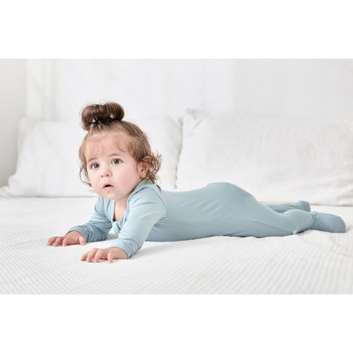 RRP Unisex Baby Footies Pajamas,Rayon Derived From Bamboo,Buttery Soft Sleep 'N Play PJs,2-Way Zipper Closure,0-18 Months