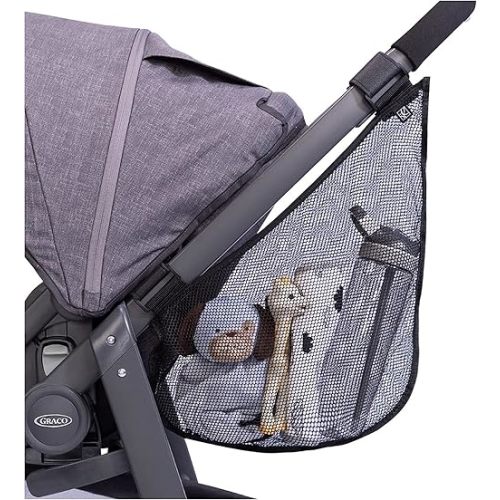 J.L. Childress Side Sling, Universal Fit Stroller Mesh Cargo Net and Organizer, Extra Stroller Storage Space, Non-Slip and Adjustable Straps, Black
