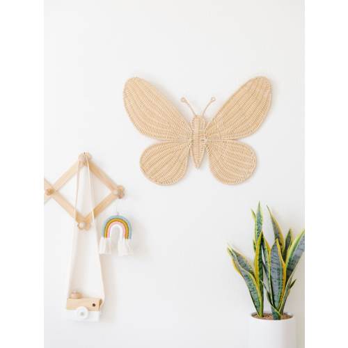 Rattan Butterfly Nursery Wall Decor, Boho Nursery Wall Decor, Rattan Girl Room Decor, Boho Girl Nursery Decor, Butterfly Wall Art