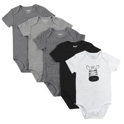 Hanes Baby Bodysuits, Ultimate Flexy Short Sleeve for Boys & Girls, 5-Pack
