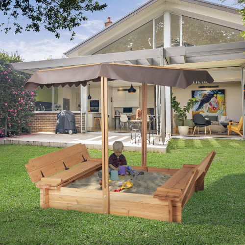 AIUEKES 48'' x 48'' Solid Wood Square Sandbox with Cover | Wayfair