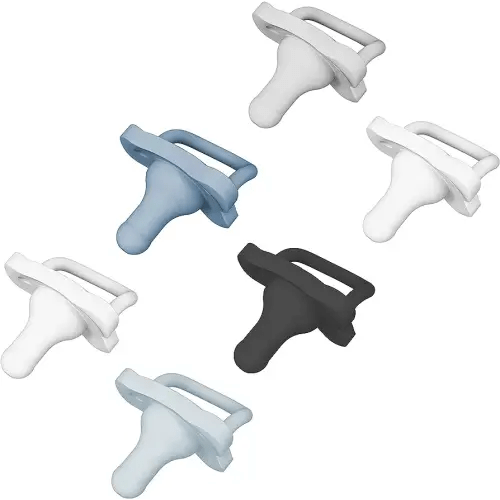 Dr. Brown's HappyPaci 100% Silicone, Newborn Baby Pacifiers 0-6 Months, BPA Free, White, Blue, Light Blue, Black, and Cool Gray 6 Pack