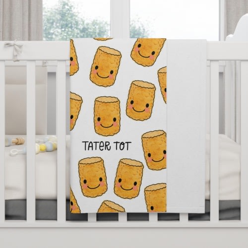 Cute Hand-Drawn Tater Tot - Soft Fleece Baby Blanket