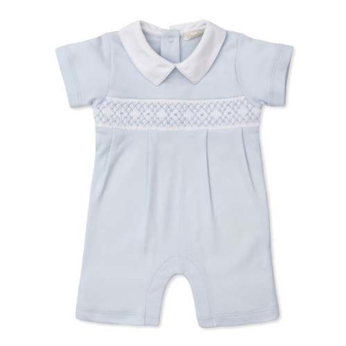 CLB Summer 24 Blue Hand Smocked Short Playsuit