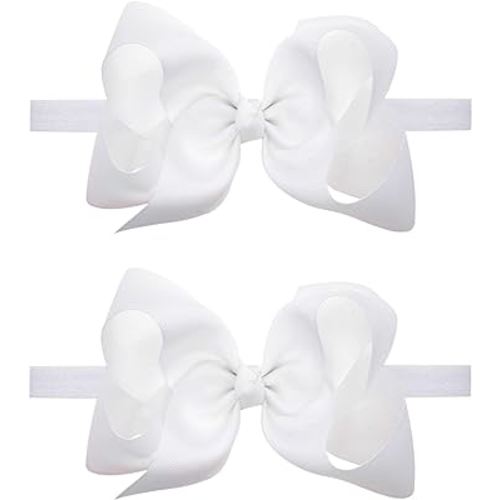2Pcs Baby Girl Infant Large Hair Bow Headband Toddler Hair Band Accessories