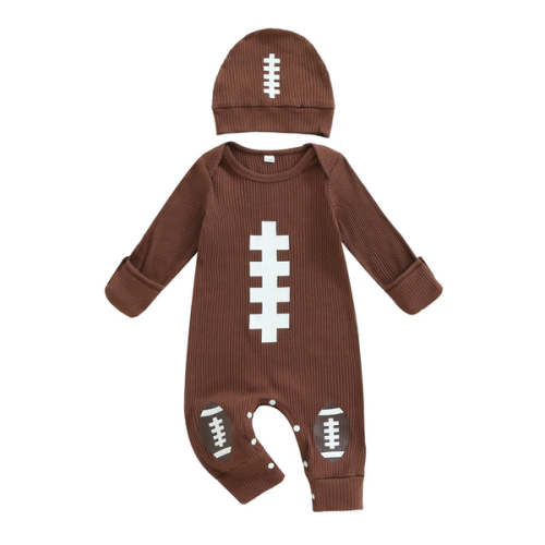 FOOTBALL Jumpsuit with Beanie - Hazel & Bo
