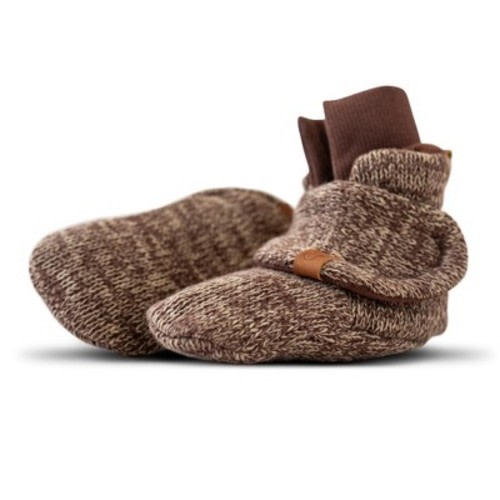 Goumi Organic Knit Stay On Baby Boots, Color: Bark, Size: 3-6m