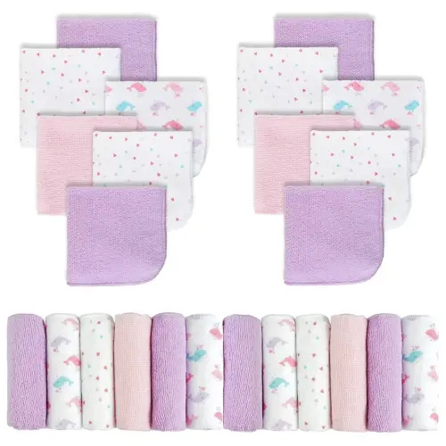 Viviland Baby Washcloths, Soft 24 Pack Baby Wash Cloths Unisex for Boys Girls, Super Absorbent Baby Face Towel Gentle on Sensitive Skin, Wash Clothes for Baby Face & Body, 9''x 9''