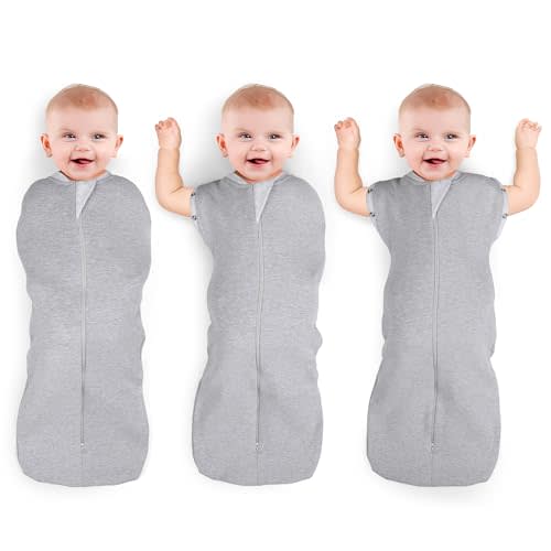 Elstey Transitional Swaddle, 2-Way Zipper Warm & Cozy Baby Sleep Sack, 0-3 Months Arms Up Swaddles Pod, Newborn Swaddle Blankets Winter Baby Essentials for Boys Girls