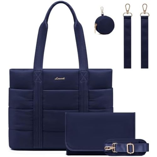 LOVEVOOK Diaper Bag Tote, 15.6inch Puffer Baby Diaper Bag Waterproof Travel Diaper Tote with Changing Pad Pacifier Case