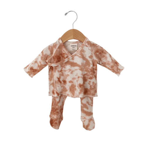 Organic Waffle Kimono & Pant Set, Spice Tie Dye