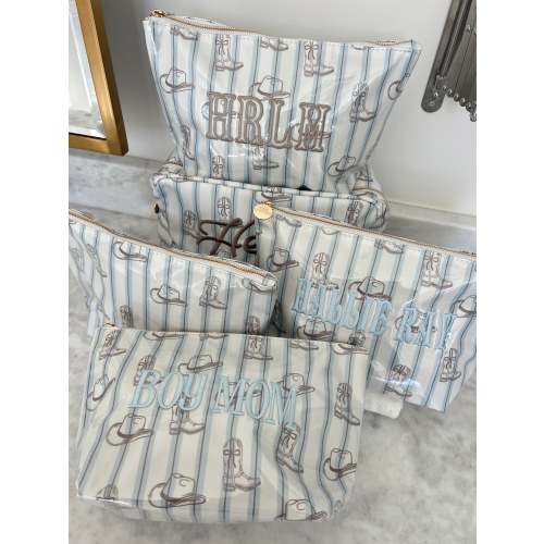 Western Blues Striped - Clear Coat Bag For Embroidery – KenzKustomz
