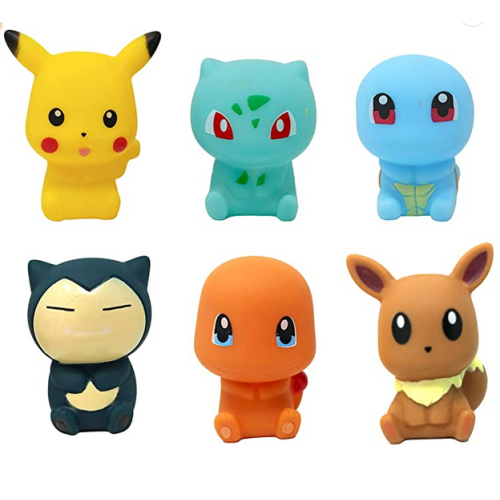 Pokemon Bath Toys - Pikachu, Squirtle, Snorlax, Eevee, Charmander and Bulbasaur