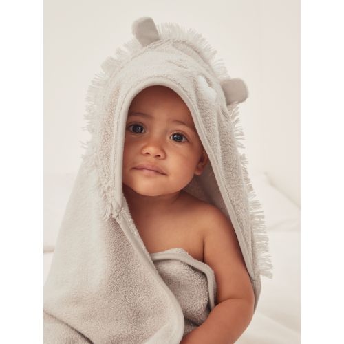 The White Company Natural 100% Cotton Lion Print Hooded Towel