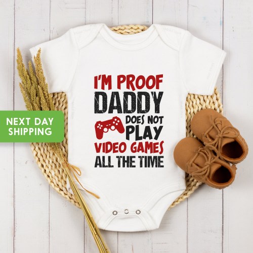 Funny Announcement Onesie® I'm Proof Video Games Onesie® Pregnancy Reveal Onesie®