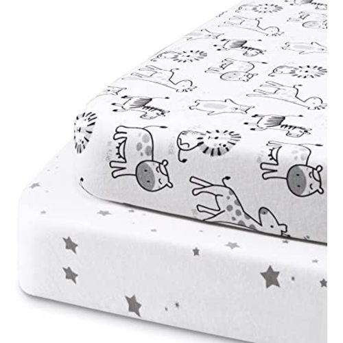 Beberoad Love 2 Pack Baby Bassinet Sheets, 100% Cotton Soft Universal Fitted Sheets for Oval, Hourglass and Rectangular Bassinet Mattress Pad-Elastic Washable, White, 32 x 18 x 3 Inches