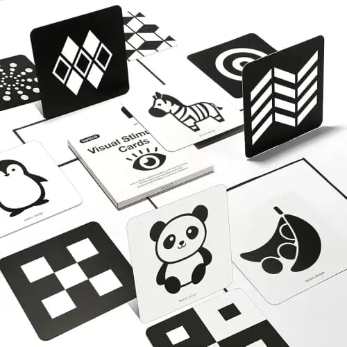 beiens High Contrast Baby Flashcards, Black White Color Newborn Brain Development Toys, Visual Stimulation Learning Activity Cards, Educational Infants Gift (Black & White(for 0-3 Months))