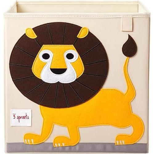 3 Sprouts Toy Storage Organizer: Toy Box Cube Organizer for Playroom, Nursery - Foldable Storage Bin - Lion