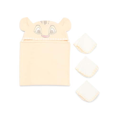 Disney Baby Wishes + Dreams Character Infant Baby Bath Set, Hooded Towel and 3 Washcloths, One Size