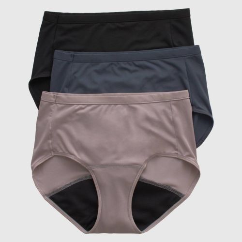 Hanes Women's 3pk Comfort Period And Postpartum Light Leak Protection Briefs - Beige/gray/black Xl