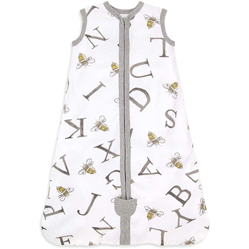 Burt's Bees Baby Unisex-Baby Beekeeper Wearable Blanket, 100% Organic Cotton, Swaddle Transition Sleeping Bag - A Bee C Cloud - Small