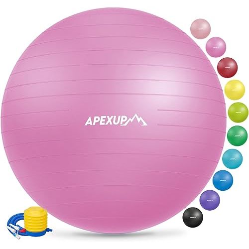 APEXUP Yoga Ball Exercise Ball, Anti Slip Stability Ball Chair, Heavy Duty Large Gym Ball for Fitness, Balance, Core Workout and Physical Therapy