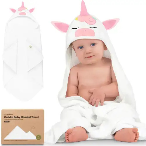 Kea Babies Cuddle Baby Hooded Towel: Deer, Triceratops, Penguin, Seal, or Unicorn