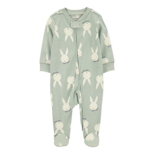 Baby Bunny 2-Way Zip Cotton Sleep & Play Pajamas - Green - Carter's | Carter's