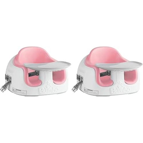 Bumbo 2 Pack 3-in-1 Multi-Seat for 6 to 36 Months, Travel Baby Feeding and Play Floor Seat, All-in-One Portable Booster with Tray & Toddler High Chair, Cradle Pink