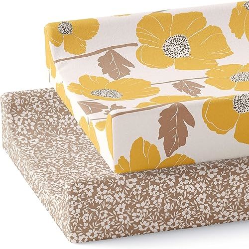 Baby Changing Pad Cover 2-Pack for Girls (Poppy Fields) - Premium Fitted Sheets Baby Diaper Changing Table Cover - Buttery Soft Cotton Blend